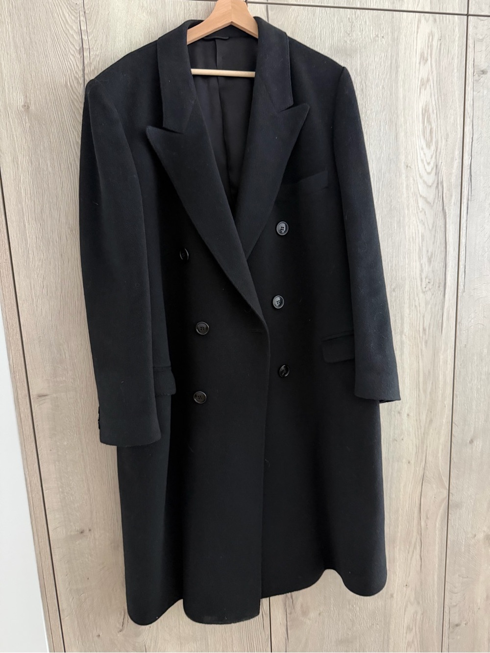 Alan Cherry debonair black cashmere/wool long coat